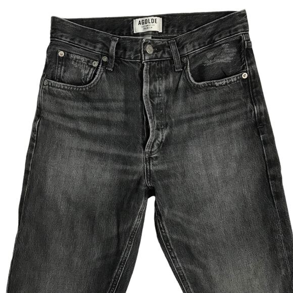 AGOLDE Jamie Straight Void Washed Black High Rise Slim Leg Cropped Denim Jean 24 - Picture 3 of 11